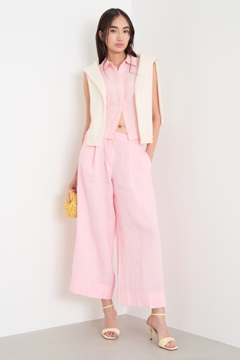 Wide-leg trousers in pure linen Intrend