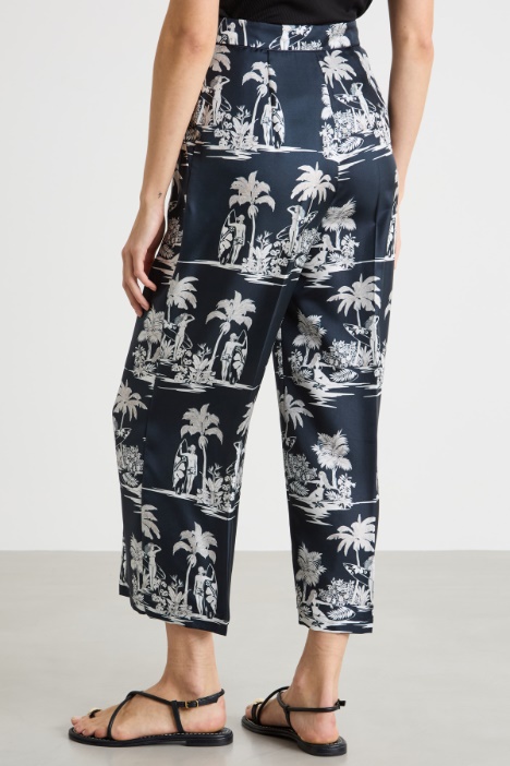 Pantalone crop in twill stampato