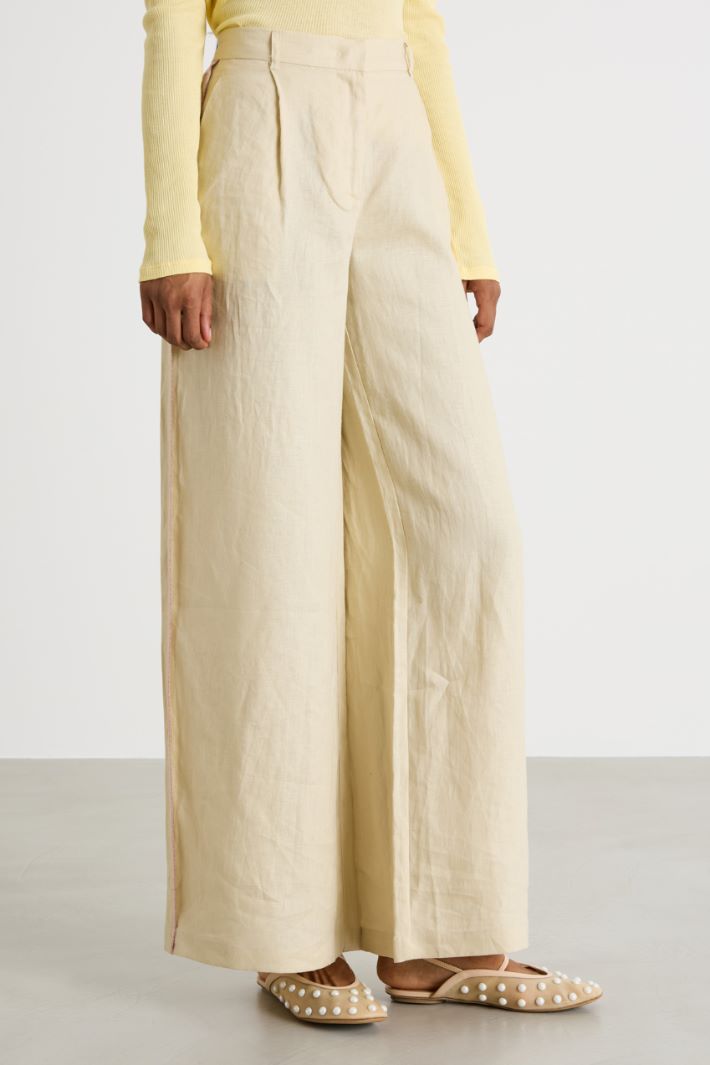 Wide-leg linen trousers Intrend - 2