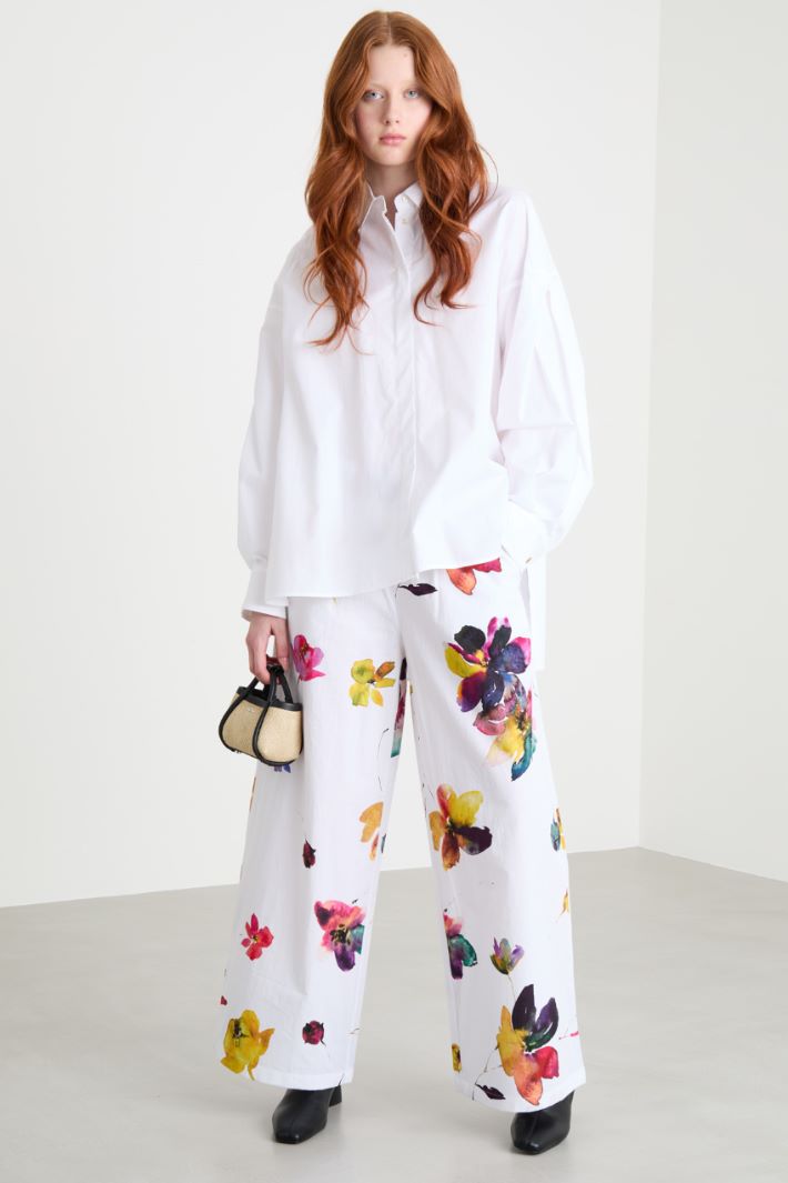 Wide-leg poplin trousers Intrend
