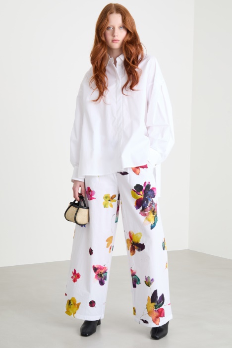 Wide-leg poplin trousers Intrend