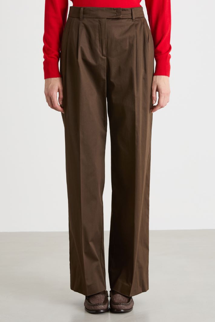 Pleated wide-leg sateen trousers Intrend - 2