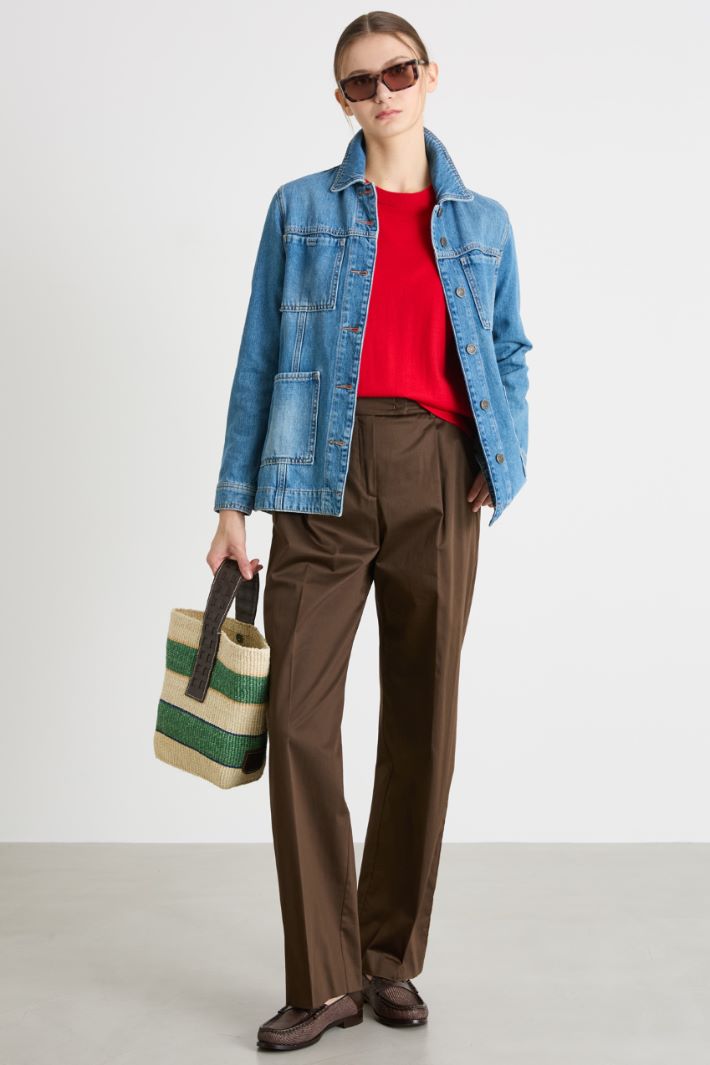 Pleated wide-leg sateen trousers Intrend