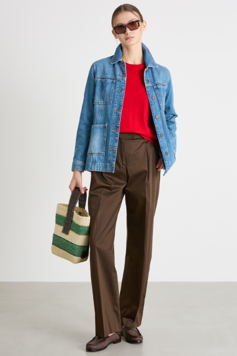 Pleated wide-leg sateen trousers Intrend