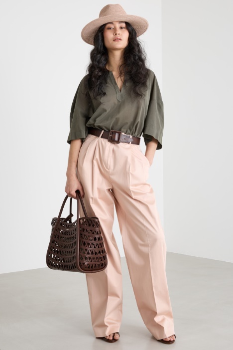 Pleated wide-leg sateen trousers Intrend