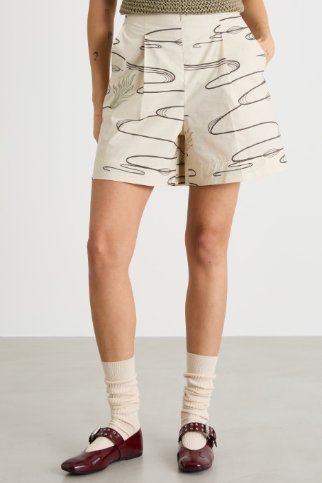 Shorts in popeline stampato