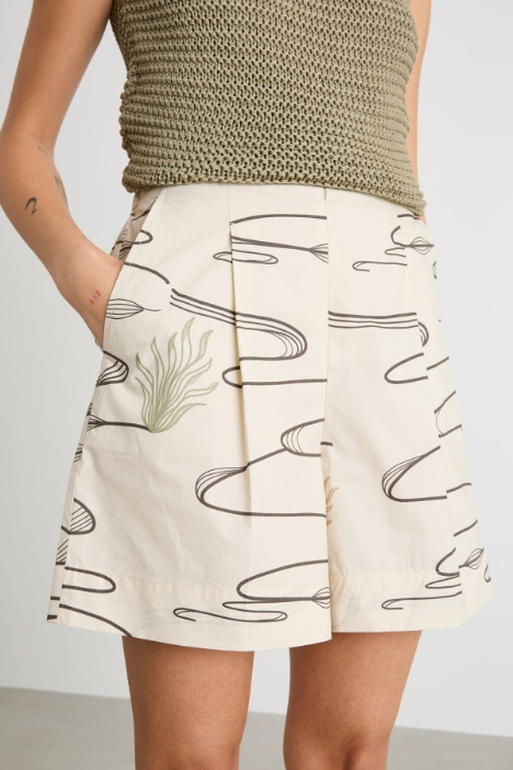 Shorts in popeline stampato