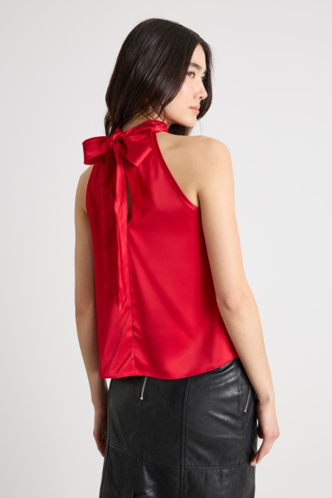 Top halter neck in raso