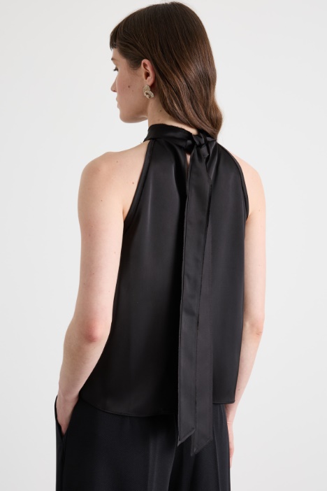 Top halter neck in raso