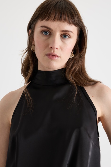 Top halter neck in raso