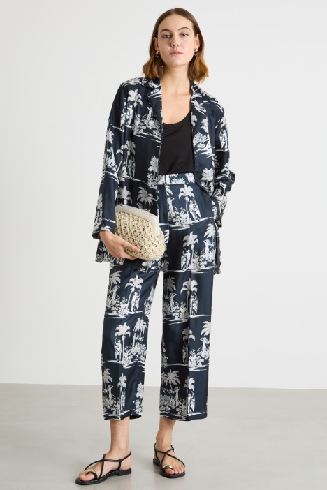 Printed silk twill tunic Intrend