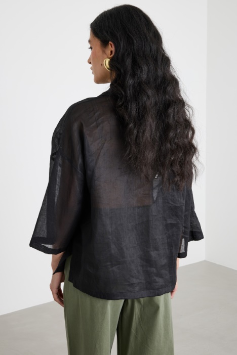 Blusa de corte boxy con efecto de transparencia