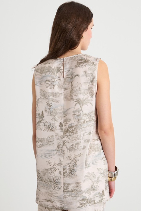 Blusa sin mangas de twill estampado