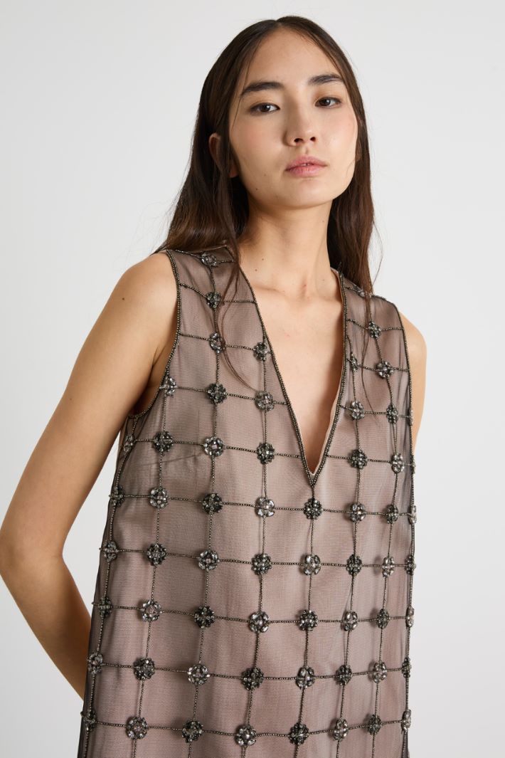 Short embellished duchesse dress Intrend - 3