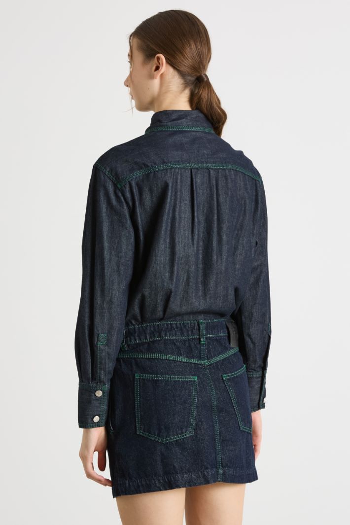 Short denim shirt dress Intrend - 4