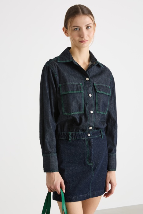 Abito chemisier corto in jeans
