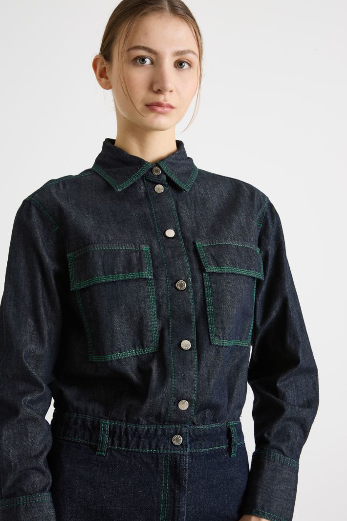 Short denim shirt dress Intrend - 3