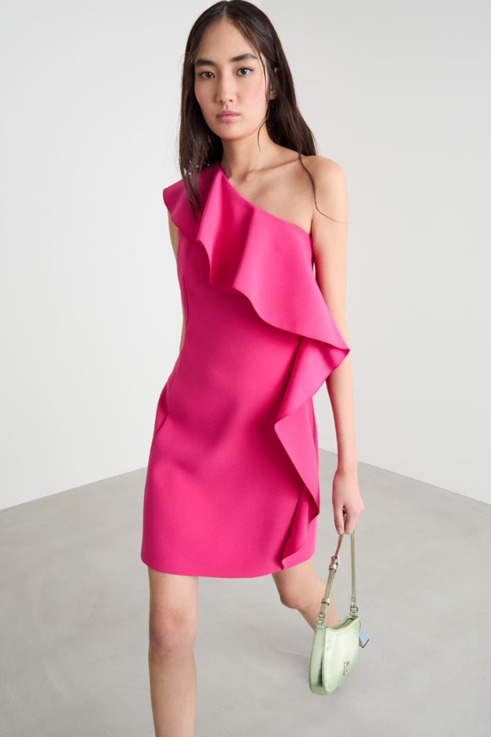 One-shoulder dress with asymmetric flounce Intrend - 2