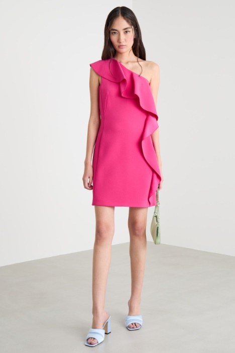 One-shoulder dress with asymmetric flounce Intrend