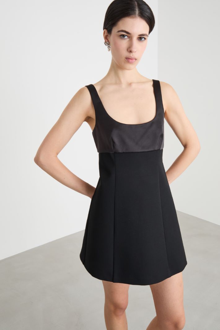 Satin and Twill Mini Dress Intrend - 2