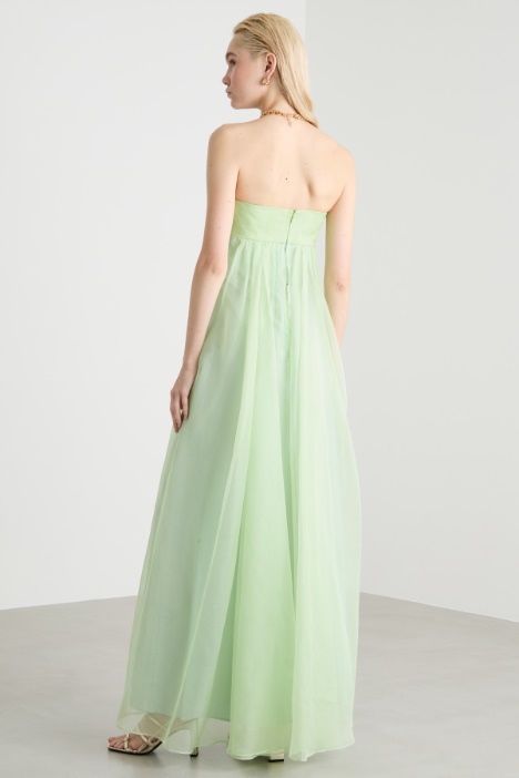 Abito bustier lungo in organza