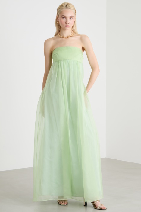 Abito bustier lungo in organza