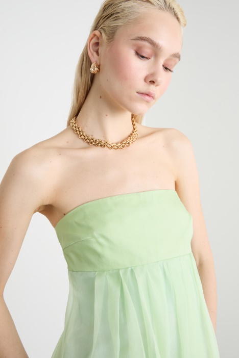 Abito bustier lungo in organza