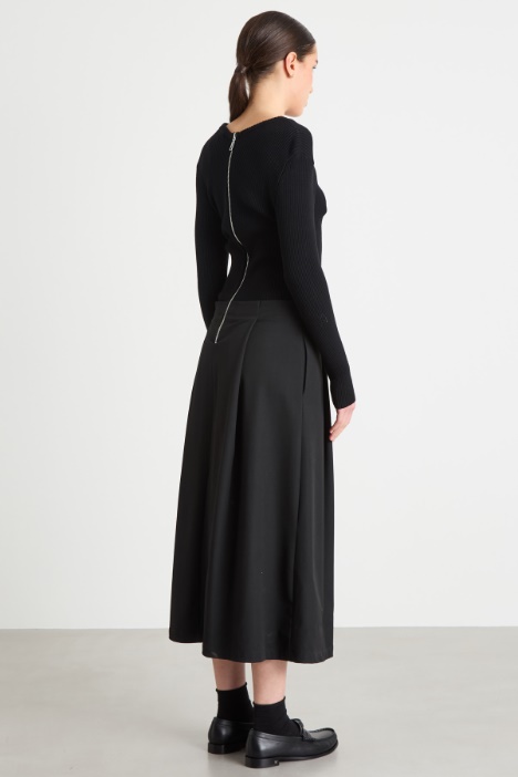 Abito in maglia e twill