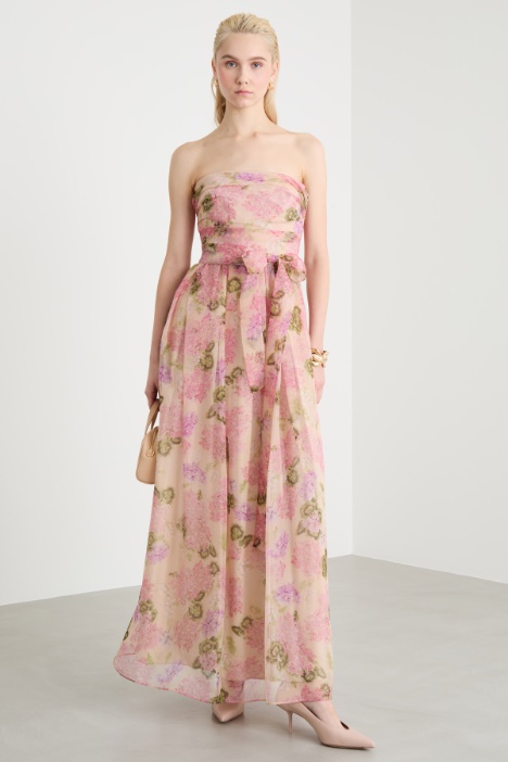 Patterned organza bustier dress Intrend