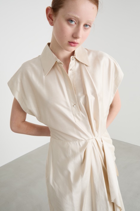 Vestido camisero de shantung