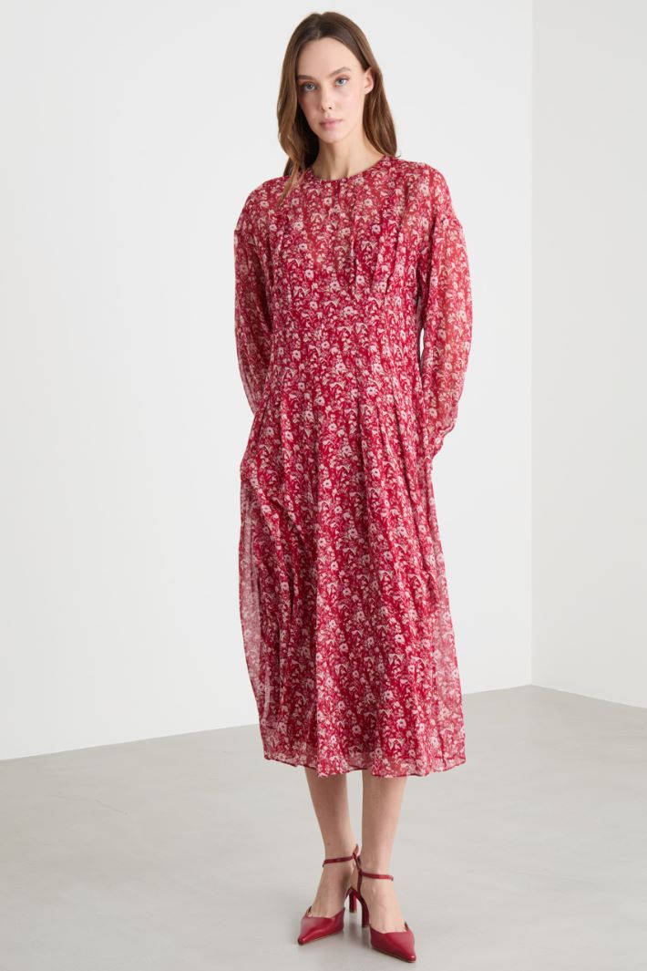 Balloon-Sleeve Georgette Dress Intrend - 2