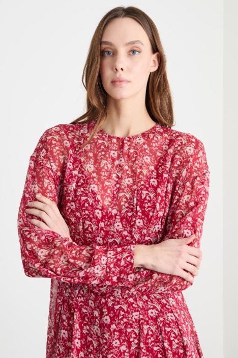 Abito in georgette con maniche balloon