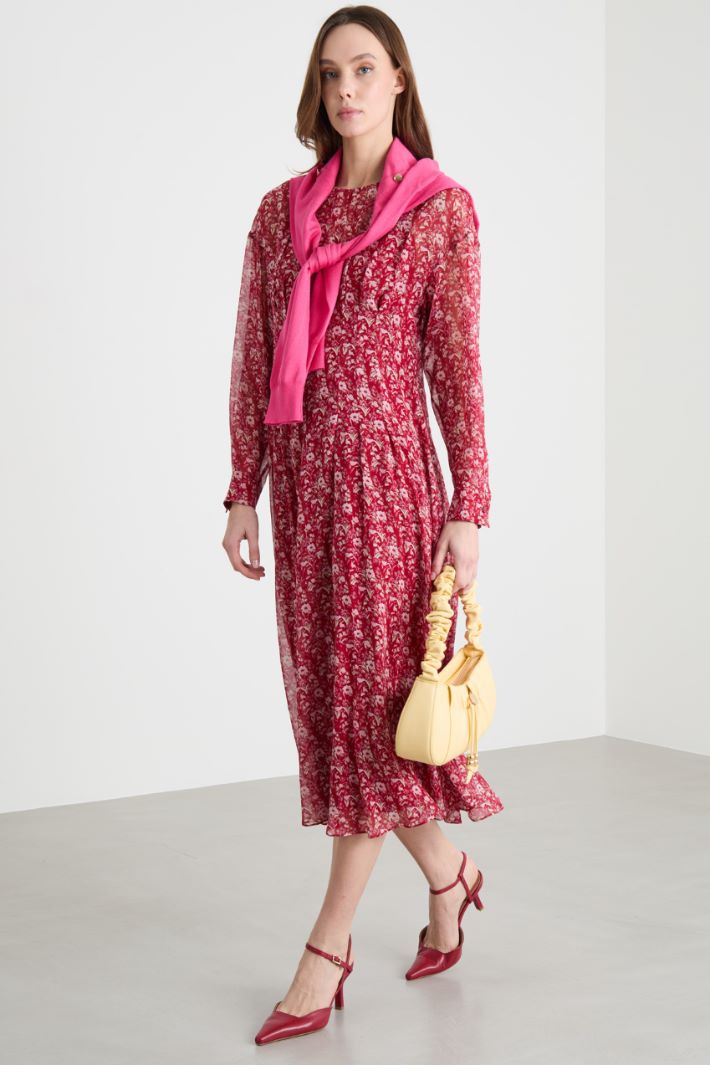 Balloon-Sleeve Georgette Dress Intrend