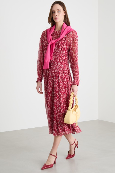 Balloon-Sleeve Georgette Dress Intrend