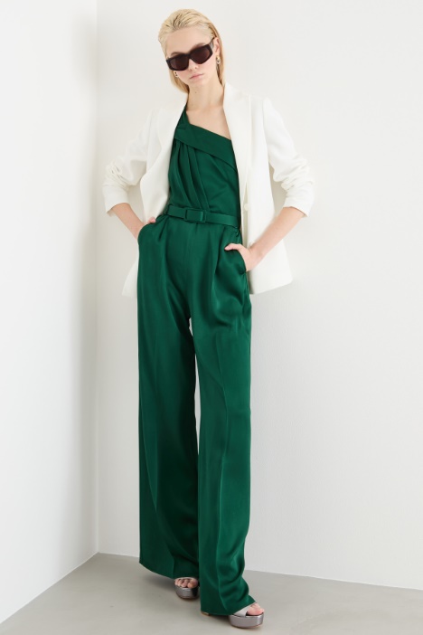 One-shoulder satin jumpsuit Intrend