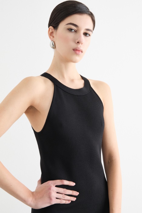 Abito a tubino in maglia con scollo all'americana