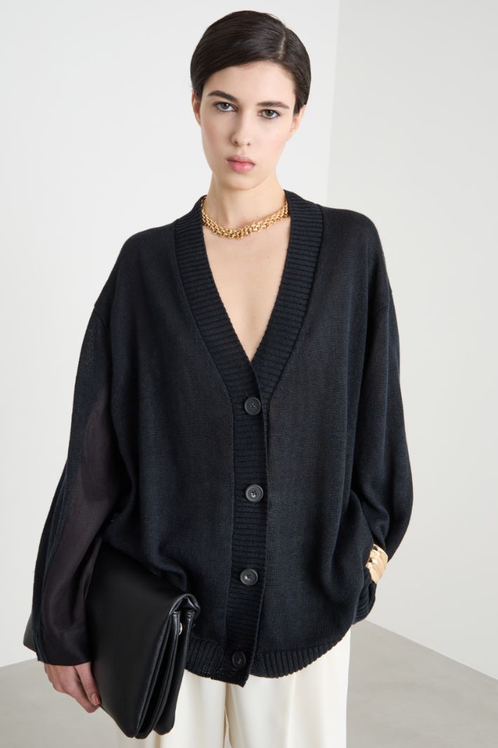 Oversized V-neck cardigan Intrend - 2