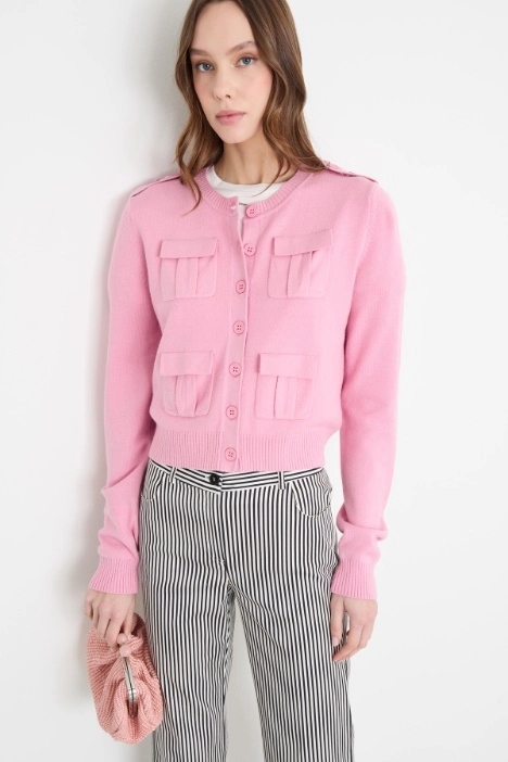 Flap-pocket cardigan - Intrend