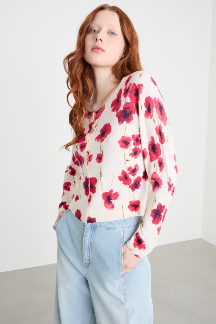 Printed wool and silk cardigan Intrend - 2
