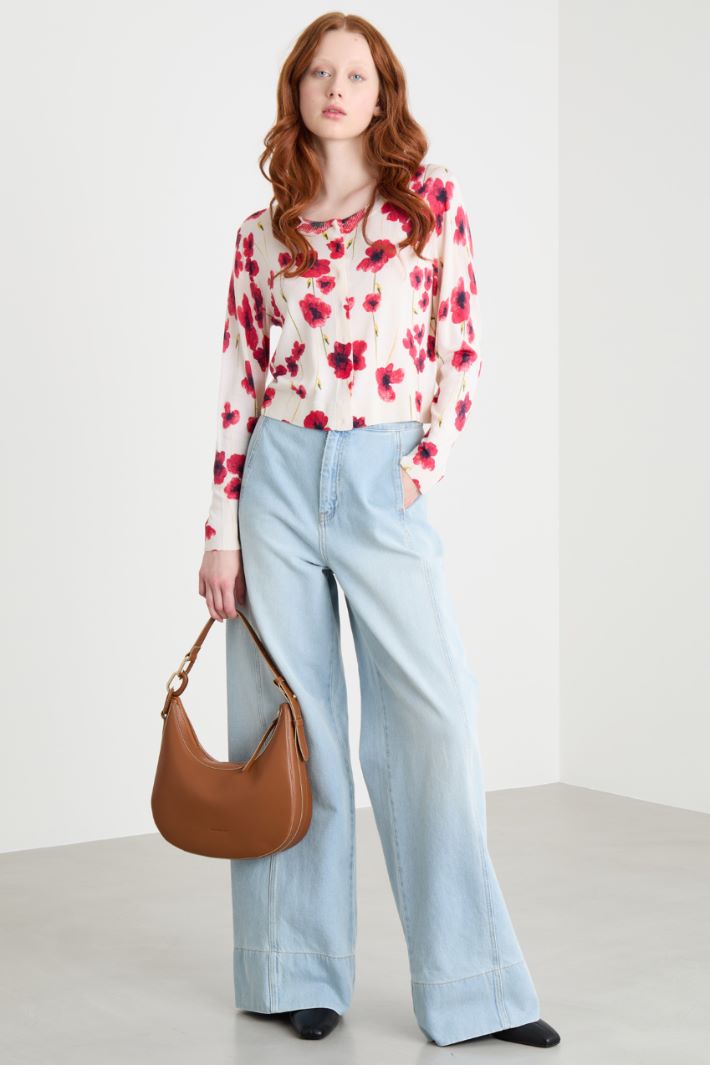 Printed wool and silk cardigan Intrend