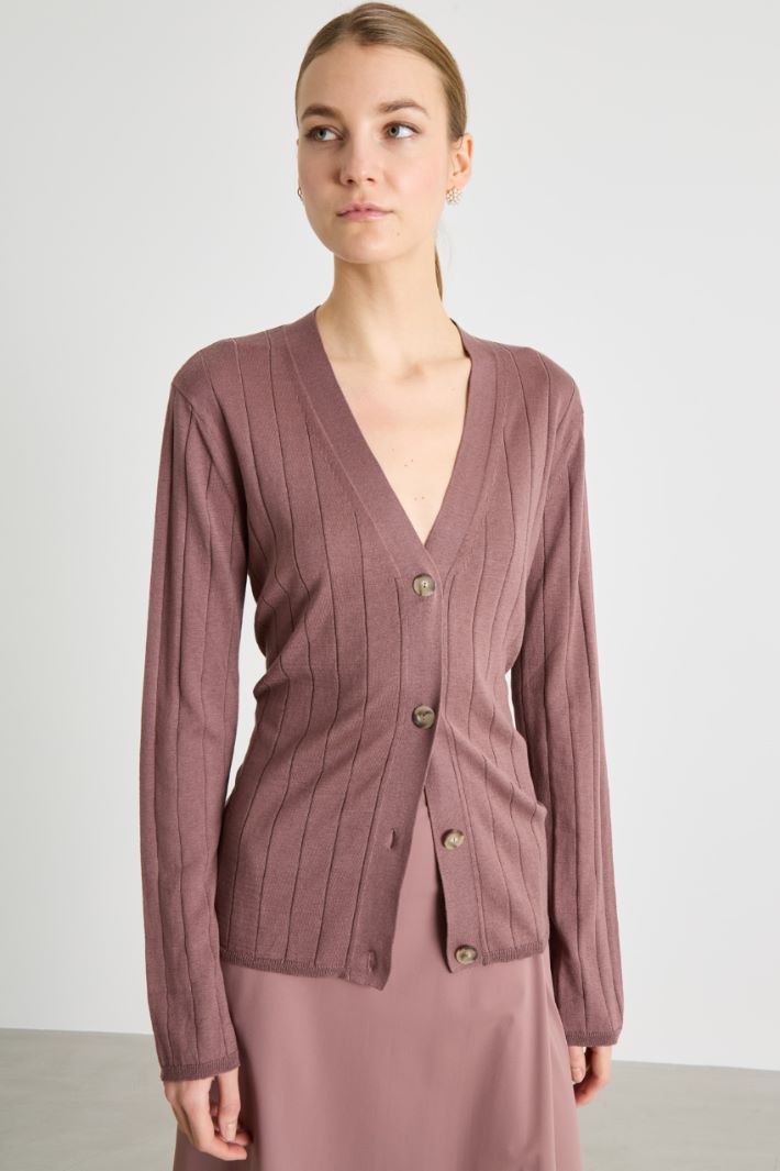 Lightweight Ribbed Cardigan Intrend - 2
