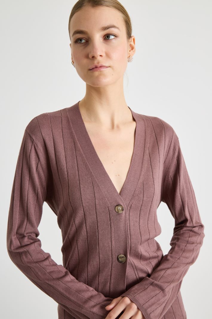 Lightweight Ribbed Cardigan Intrend - 3