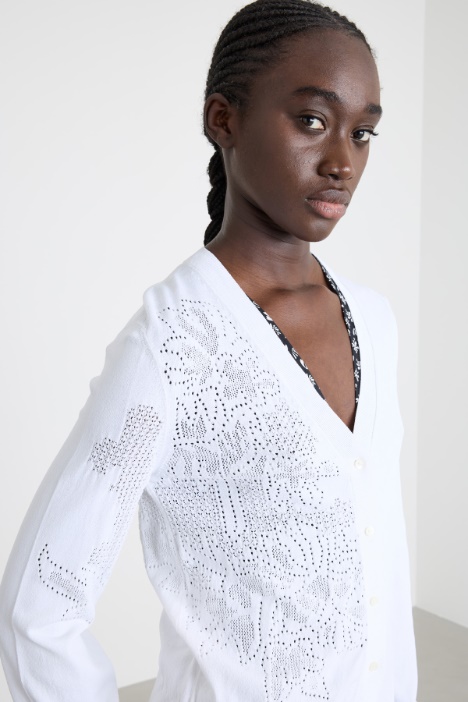 Cardigan con dettaglio a punto traforato