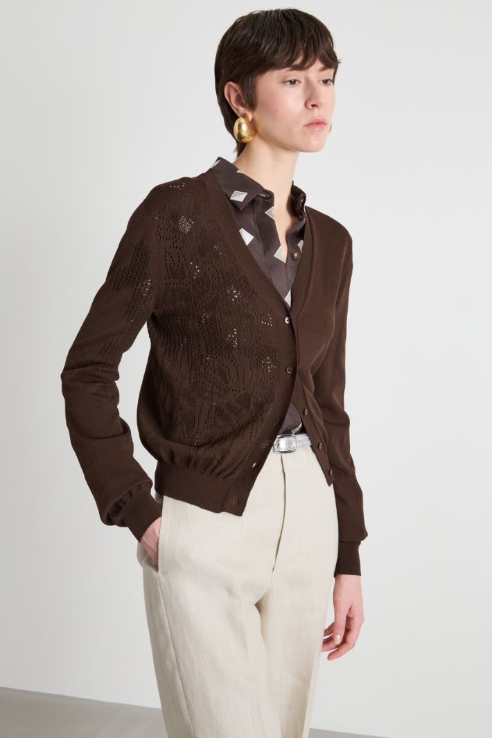 Pointelle-detailed cardigan Intrend - 2