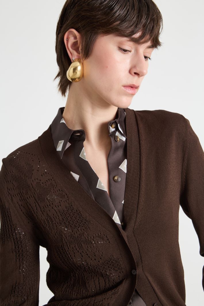Pointelle-detailed cardigan Intrend - 3