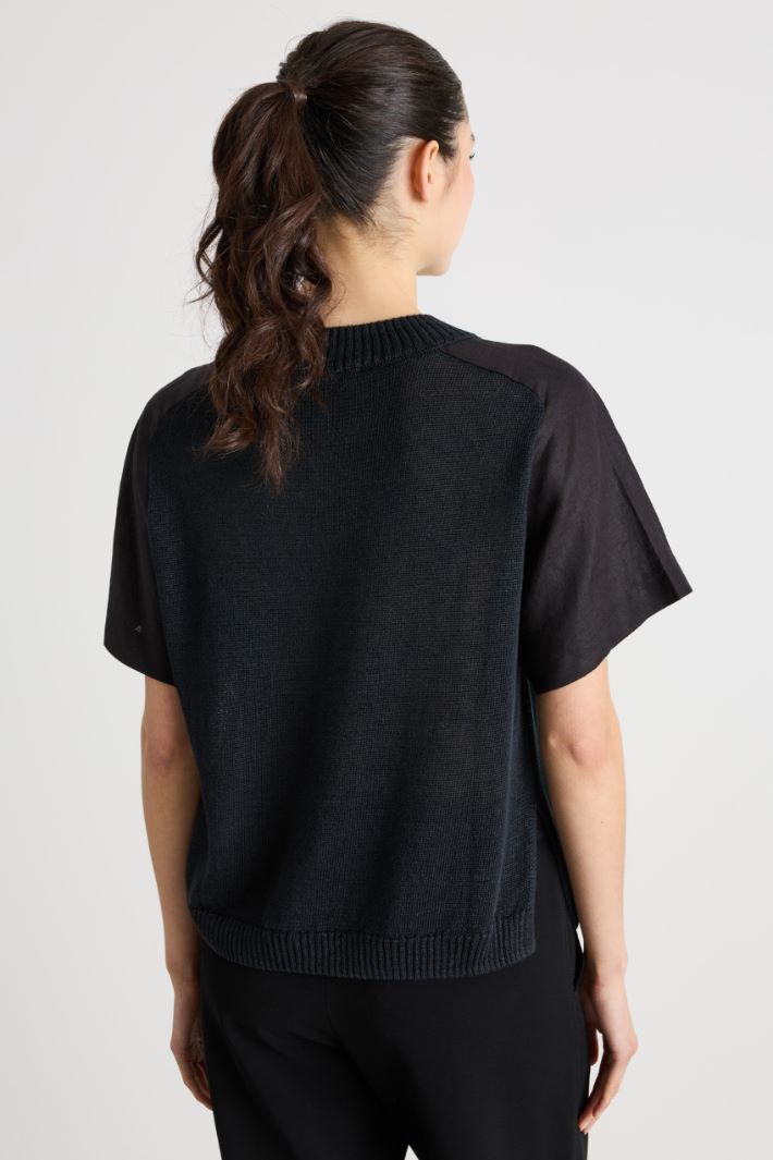 Linen-Blend Knit T-shirt Intrend - 4
