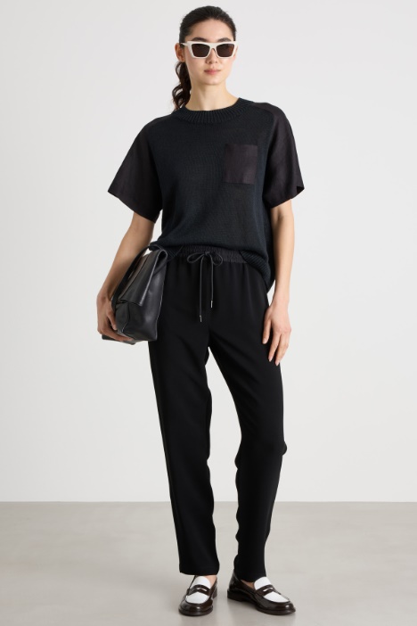 Linen-Blend Knit T-shirt Intrend