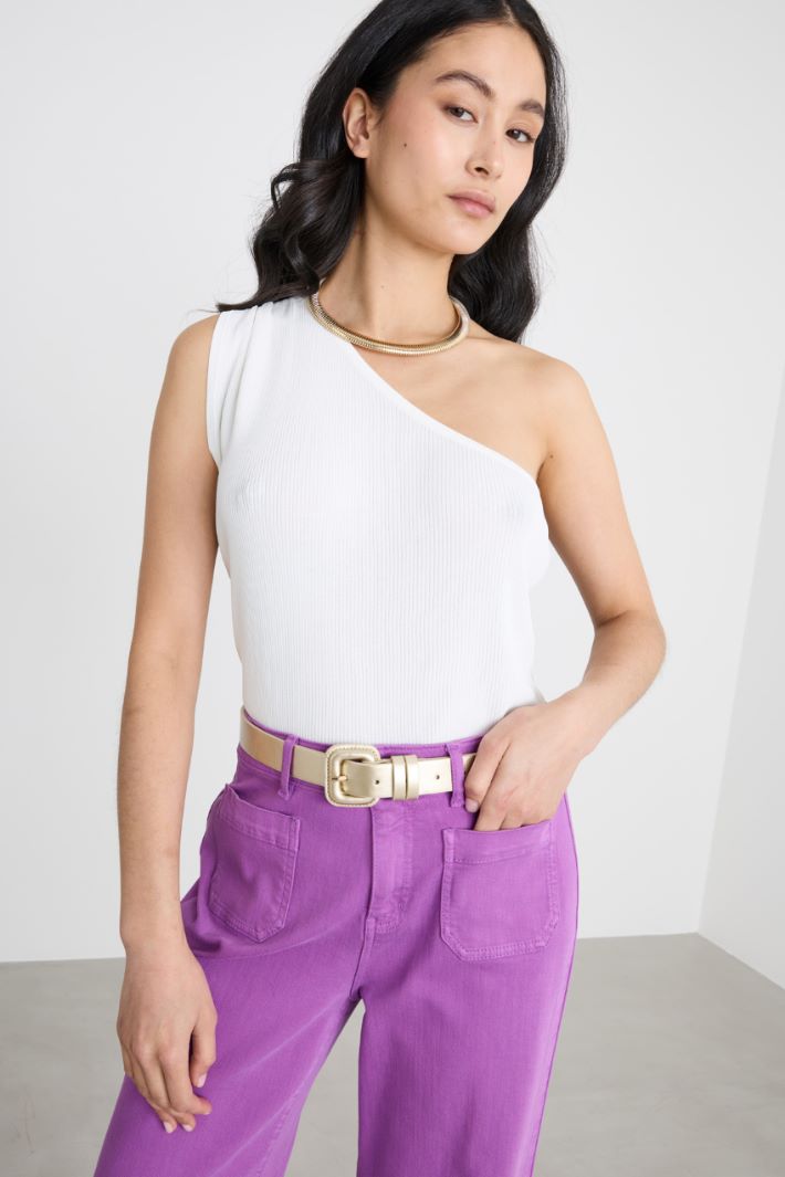 Viscose Crepe One-Shoulder Top Intrend - 2