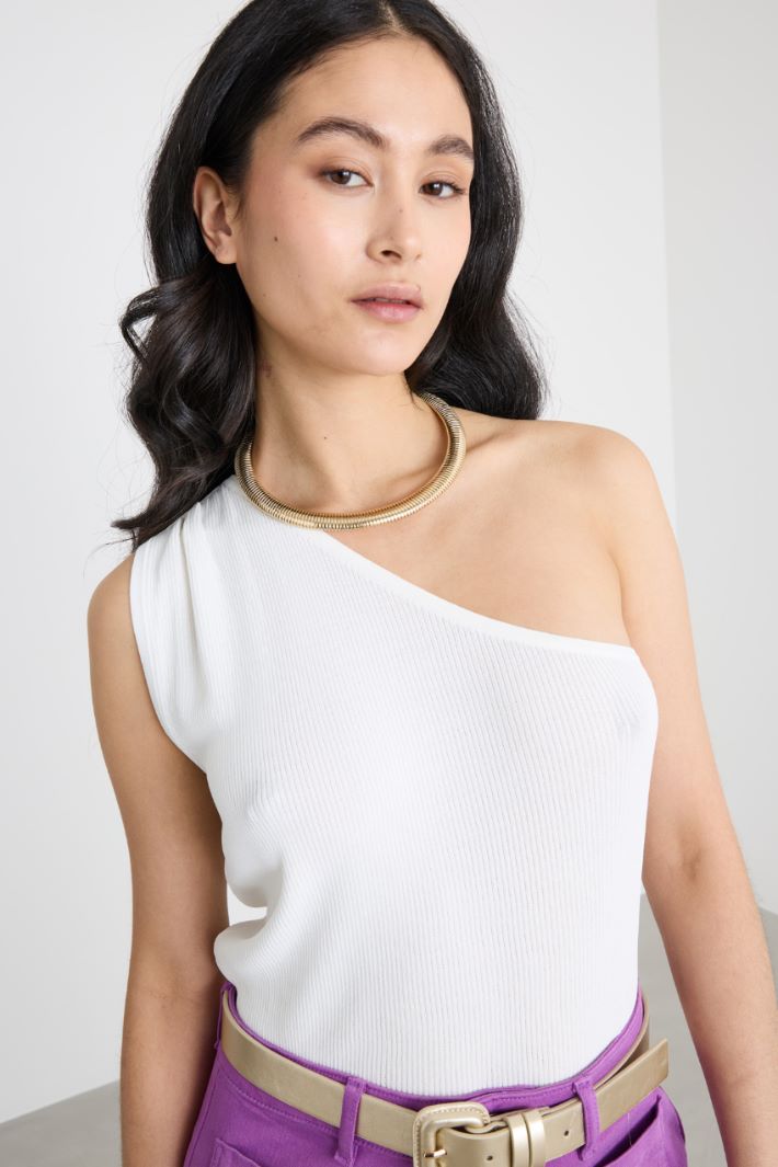 Viscose Crepe One-Shoulder Top Intrend - 3