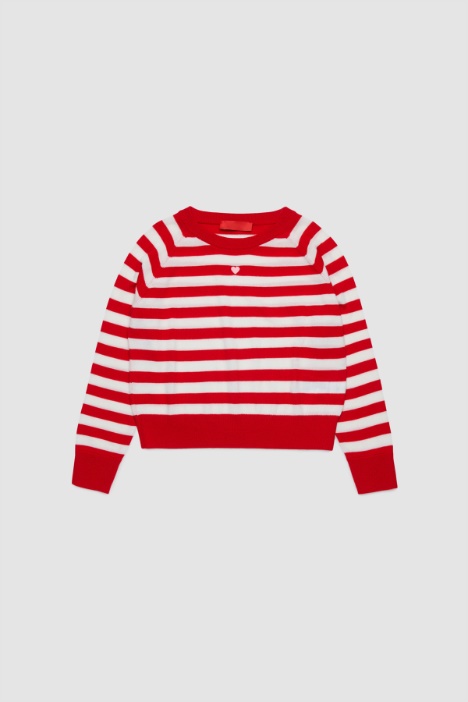 Heart-Embroidered Crew Neck Jumper Intrend